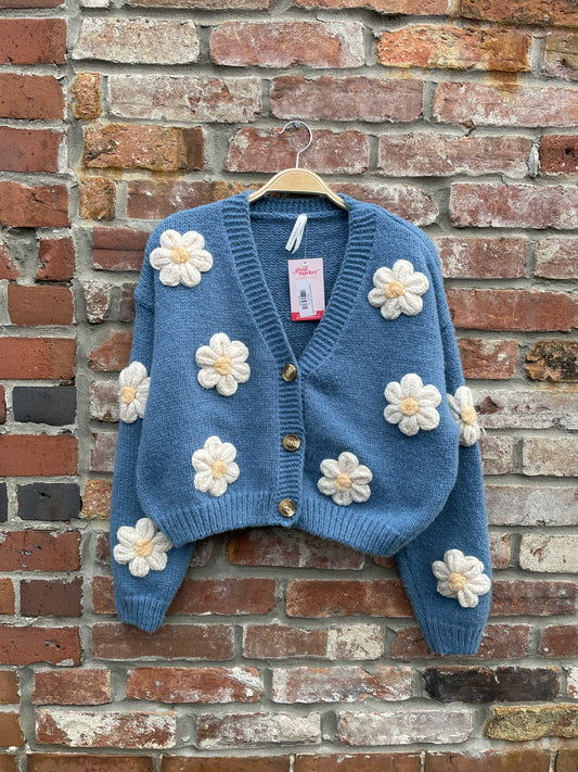 dreamers 3d daisy knit cardi