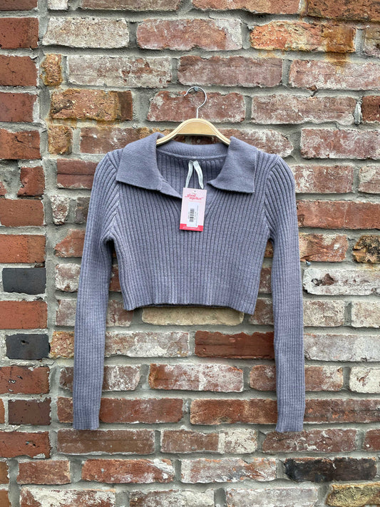 dreamers ribbed crop ls knit polo