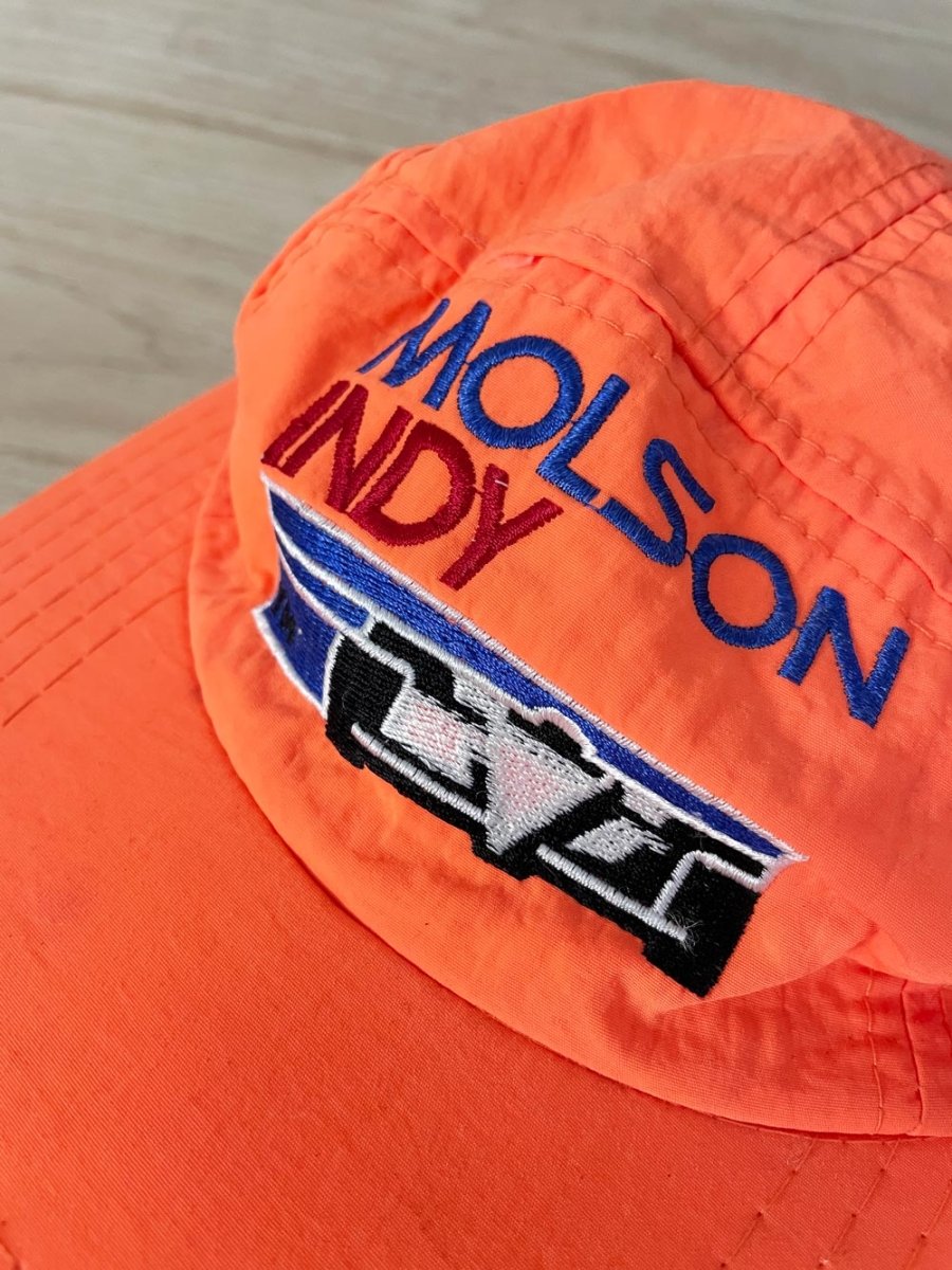 vintage 90s molson indy neon elastic back hat - good market thrift store