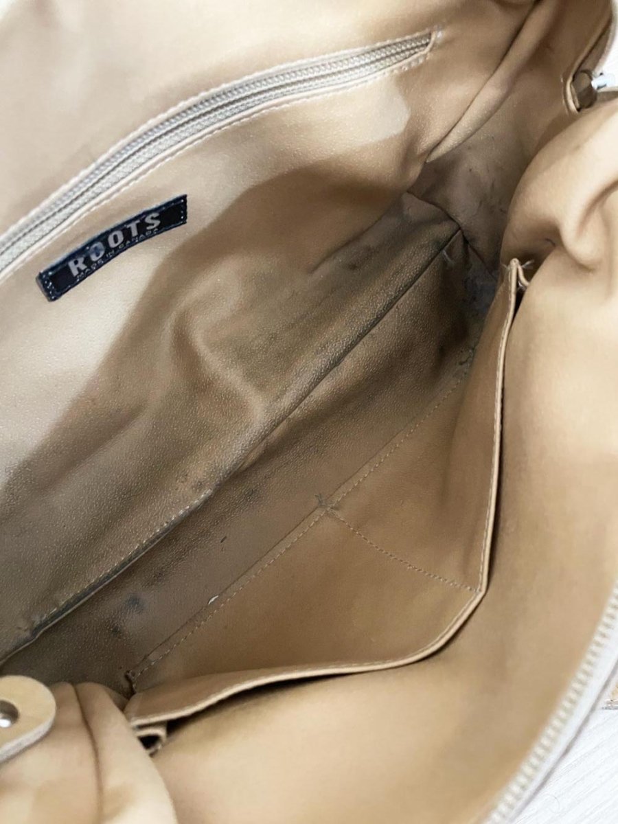 y2k roots pebbled leather mini shoulder bag - good market thrift store