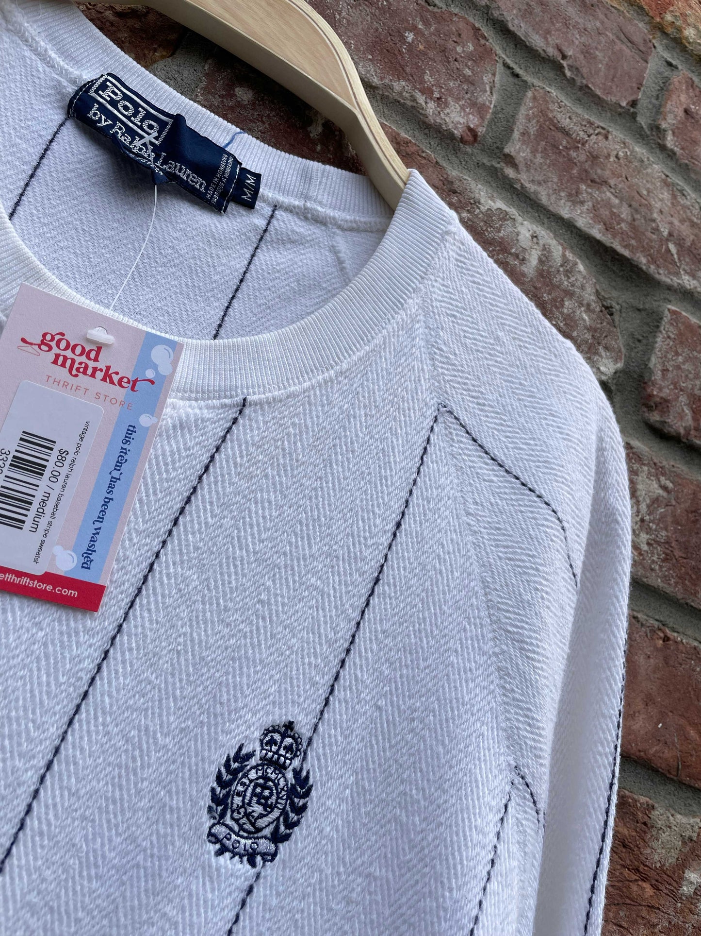 vintage polo ralph lauren baseball stripe sweatshirt