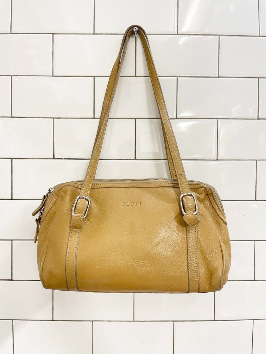 y2k roots pebbled leather mini shoulder bag - good market thrift store