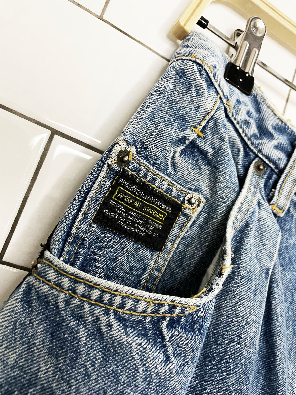 vintage 90s peroe american standard pleated side ribbon jeans