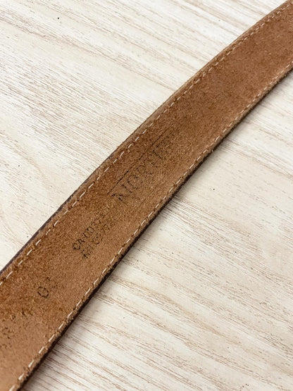 vintage 00s northern reflections leaf buckle leather belt - good market thrift store