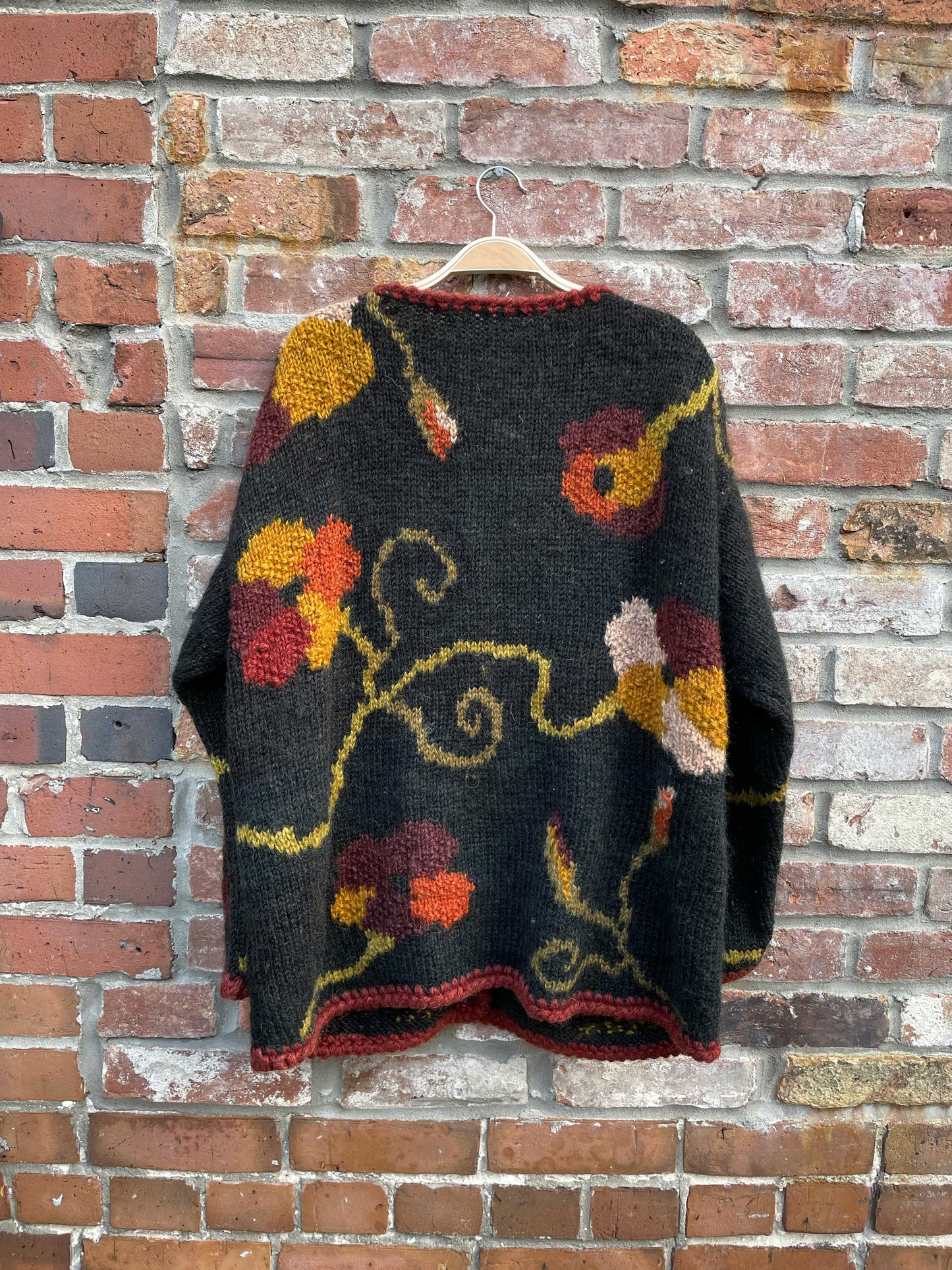 vintage fall florals mohair-blend sweater cardi jacket