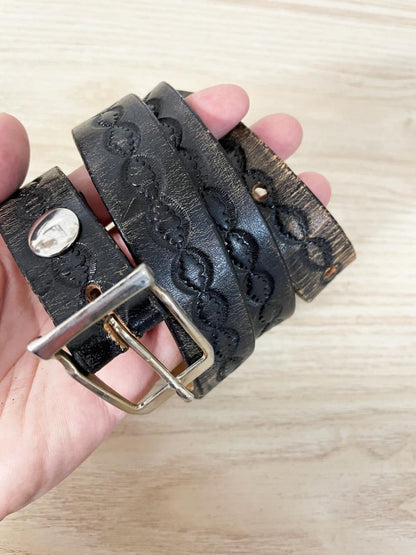 vintage tooled leather belt | made in USA - good market thrift store