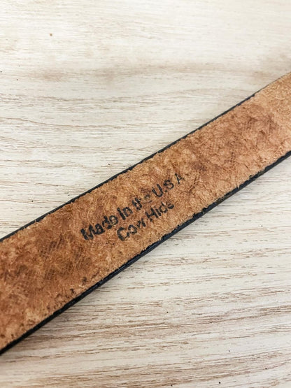vintage tooled leather belt | made in USA - good market thrift store