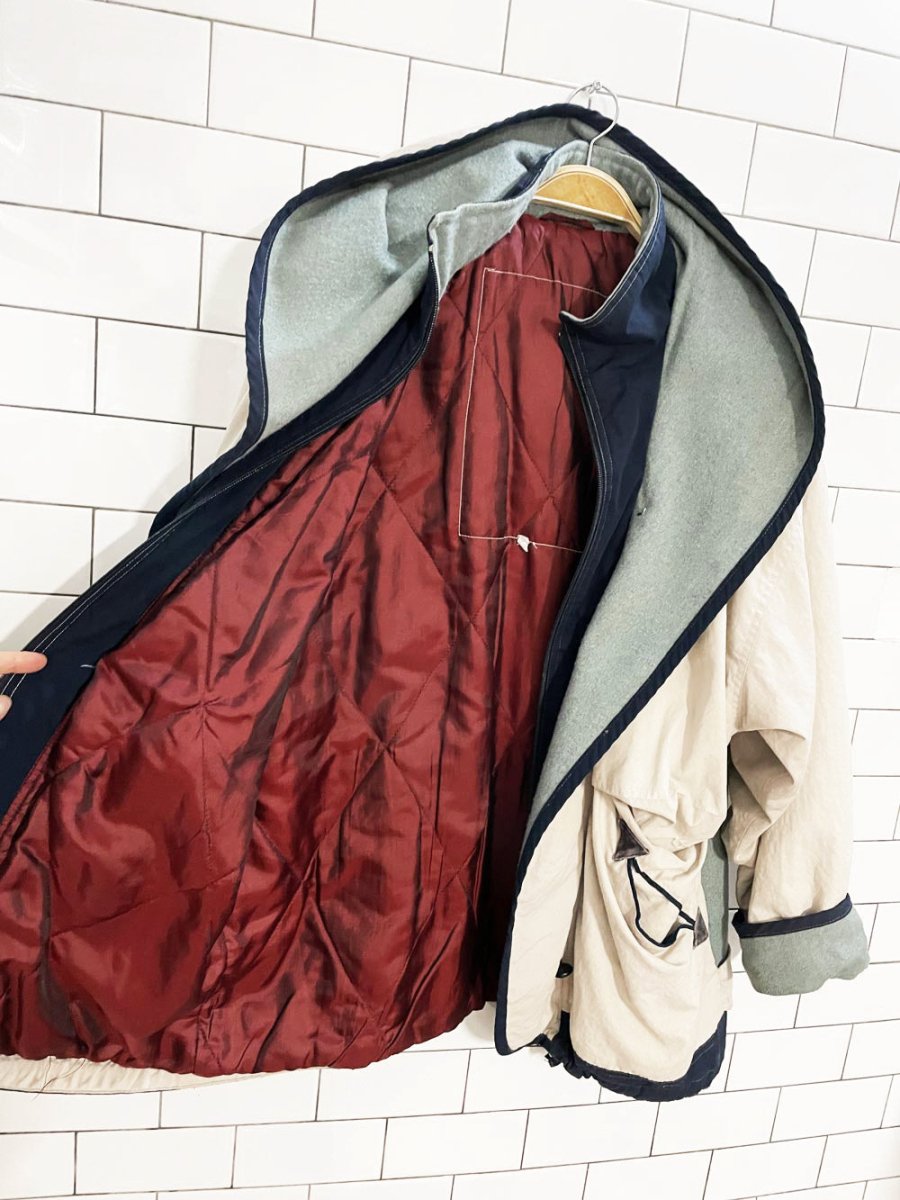 vintage utex wool - blend combo hooded chore coat - good market thrift store