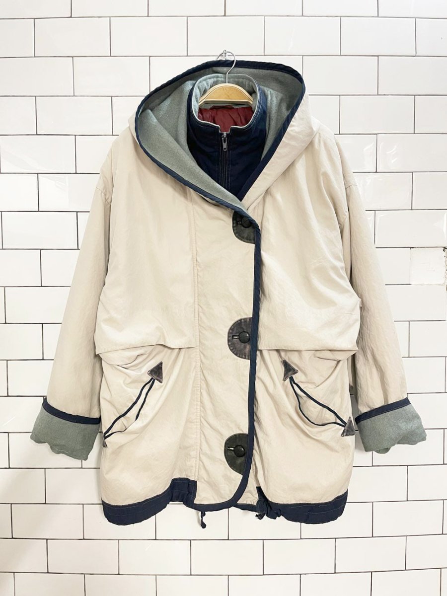 vintage utex wool - blend combo hooded chore coat - good market thrift store