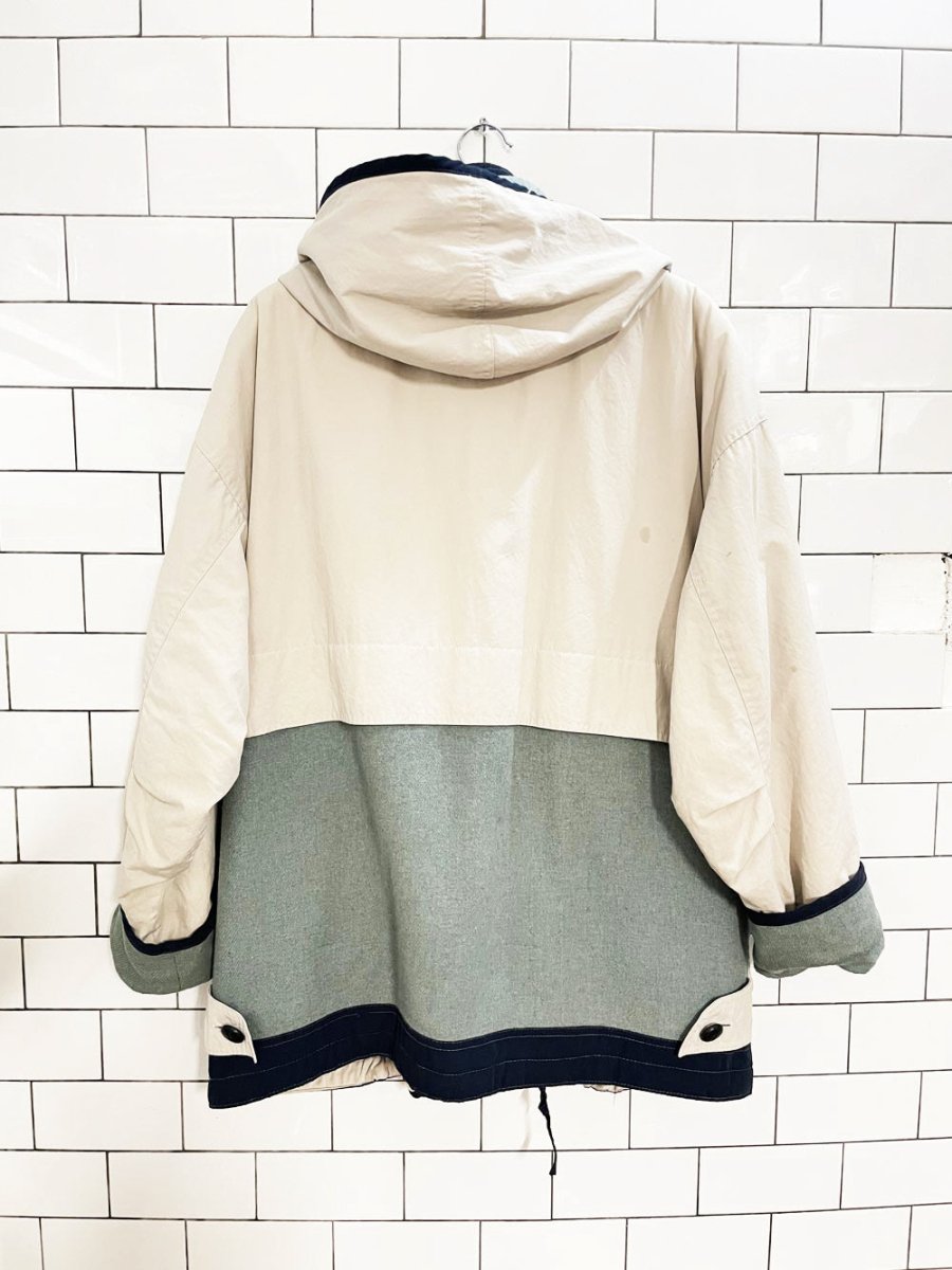 vintage utex wool - blend combo hooded chore coat - good market thrift store