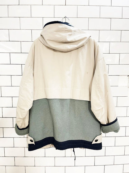 vintage utex wool - blend combo hooded chore coat - good market thrift store