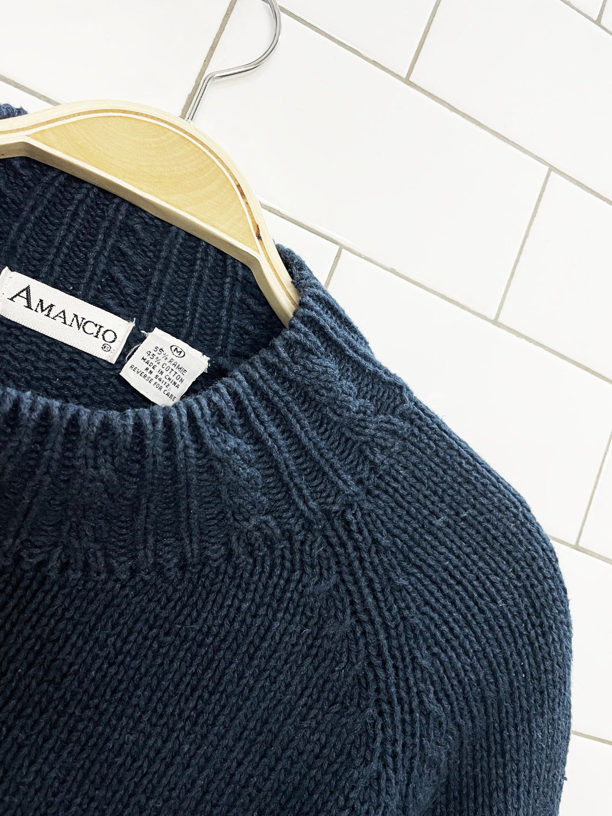 vintage amancia ramie-blend argyle crop knit sweater