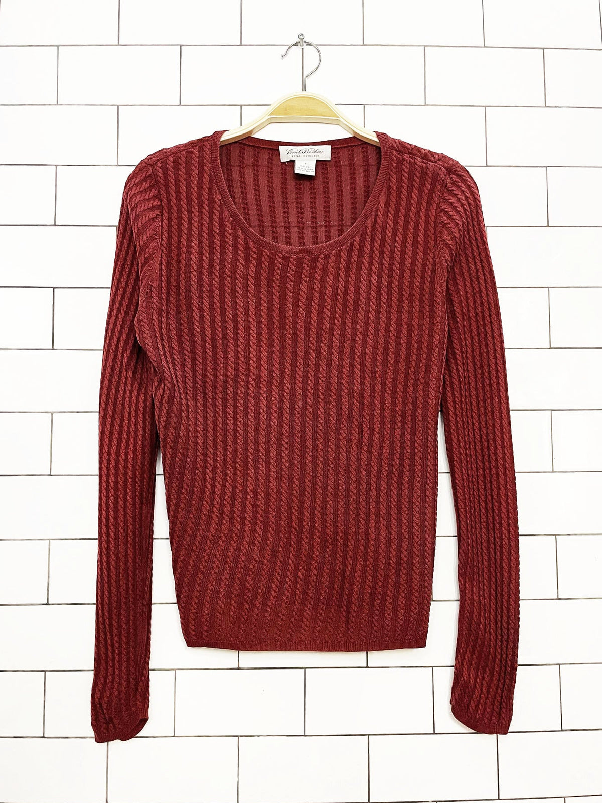 vintage brooks brothers 100% silk cable knit long sleeve top