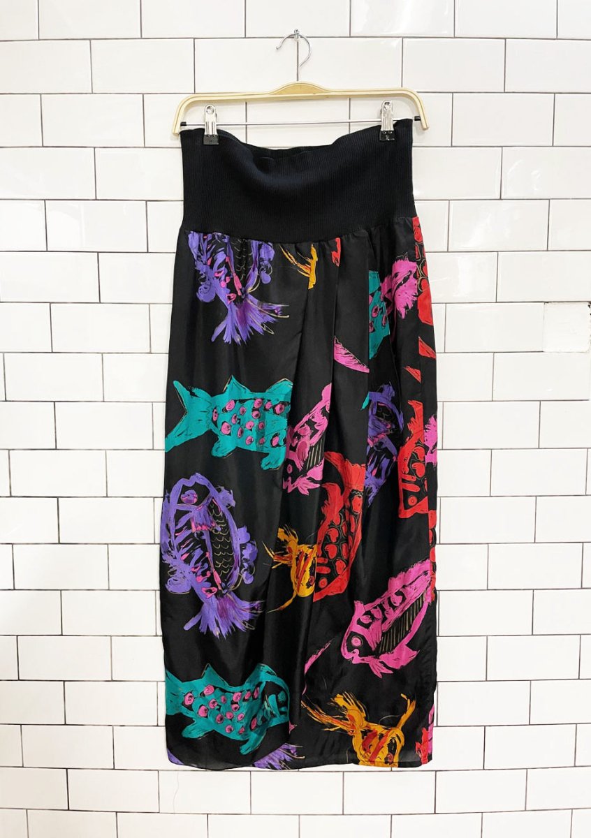 vintage carole little for saint tropez draped silk midi skirt - good market thrift store