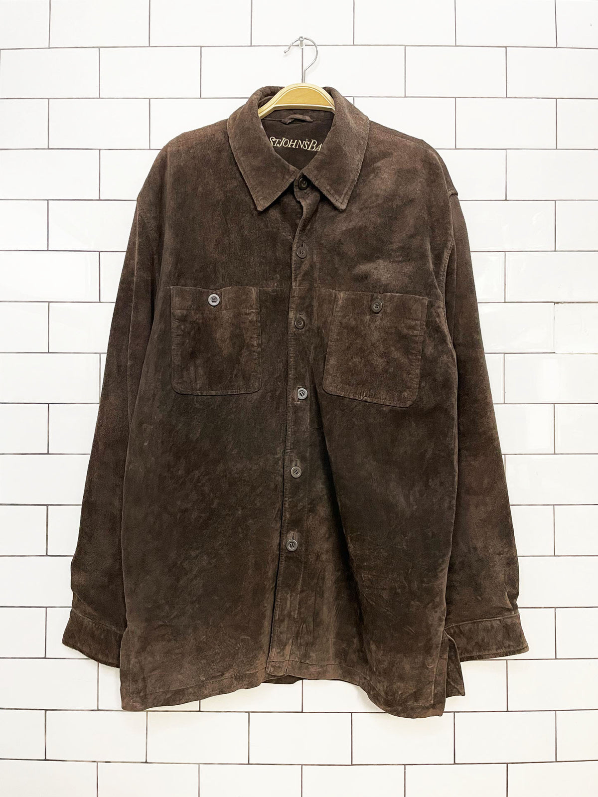 vintage st johns bay soft suede full button shirt jacket | leather