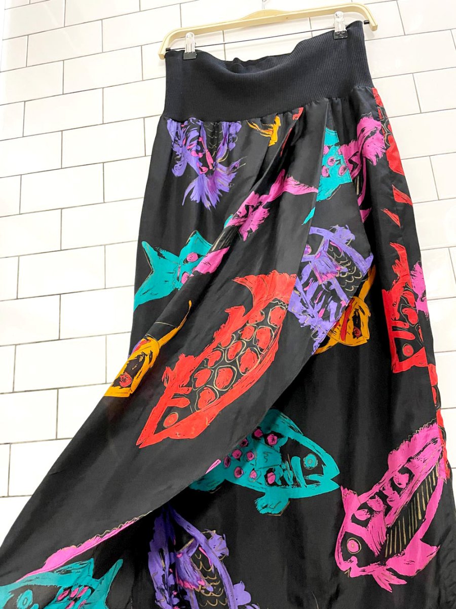 vintage carole little for saint tropez draped silk midi skirt - good market thrift store