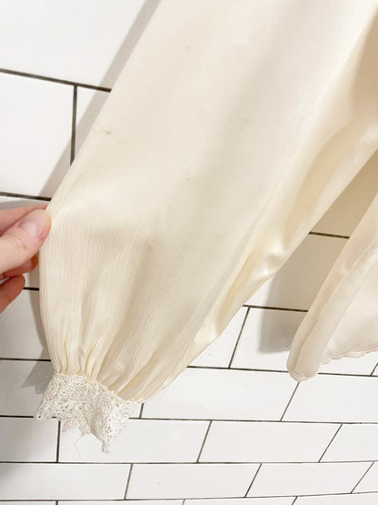 vintage san andré satin lace trim button - back blouse | new york paris | made in USA - good market thrift store