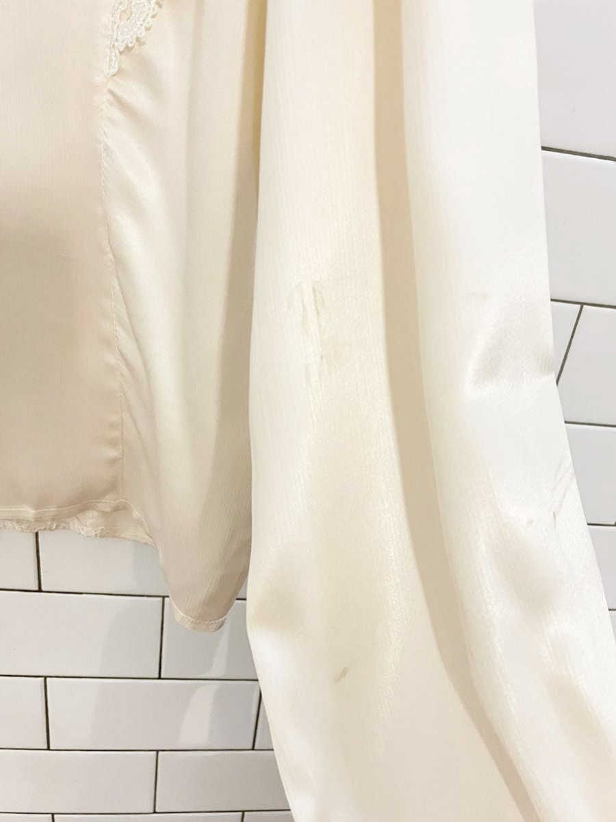 vintage san andré satin lace trim button - back blouse | new york paris | made in USA - good market thrift store