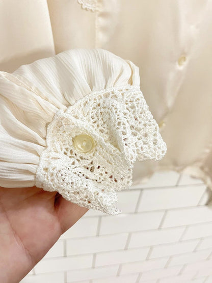 vintage san andré satin lace trim button - back blouse | new york paris | made in USA - good market thrift store