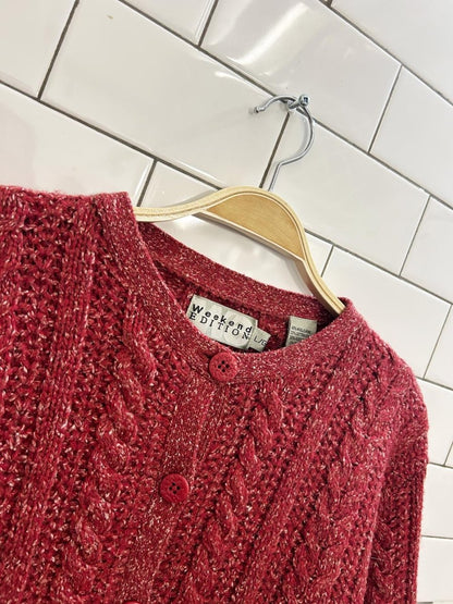 vintage 00s winter edition wool - blend cable knit cardigan - good market thrift store