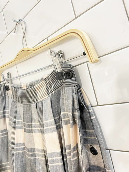 vintage neutrals plaid pleated midi skirt | 100% cotton - good market thrift store