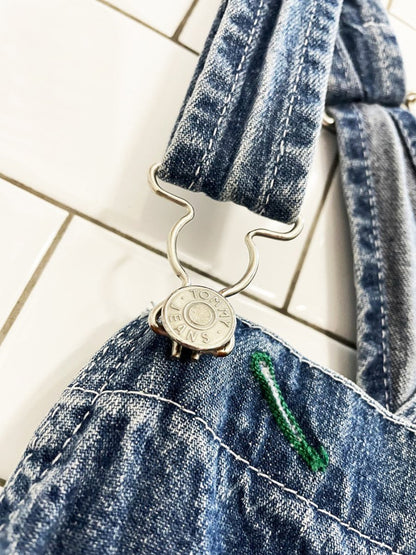 vintage 90s y2k tommy hilfiger big flag logo carpenter denim overalls - good market thrift store