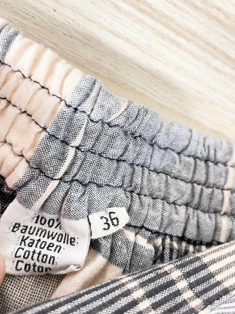 vintage neutrals plaid pleated midi skirt | 100% cotton - good market thrift store