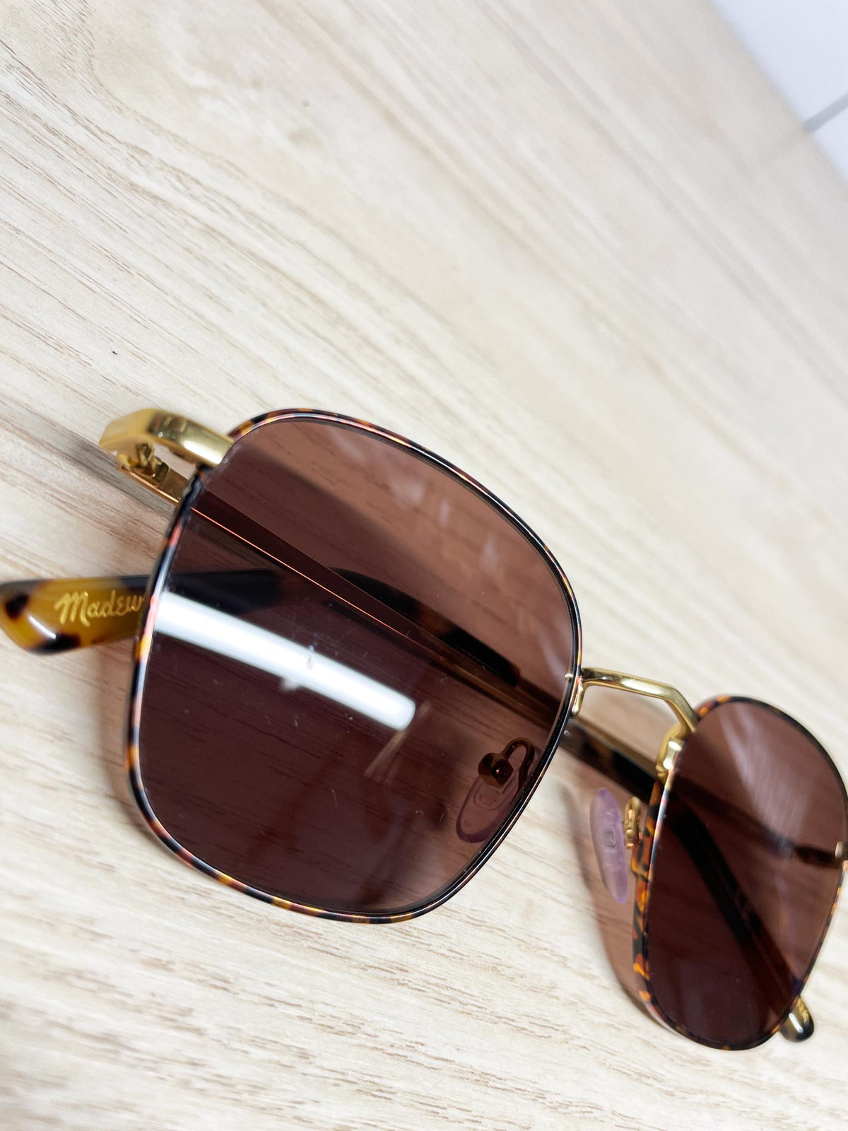 madewell fest square aviator sunglasses | tortoise shell