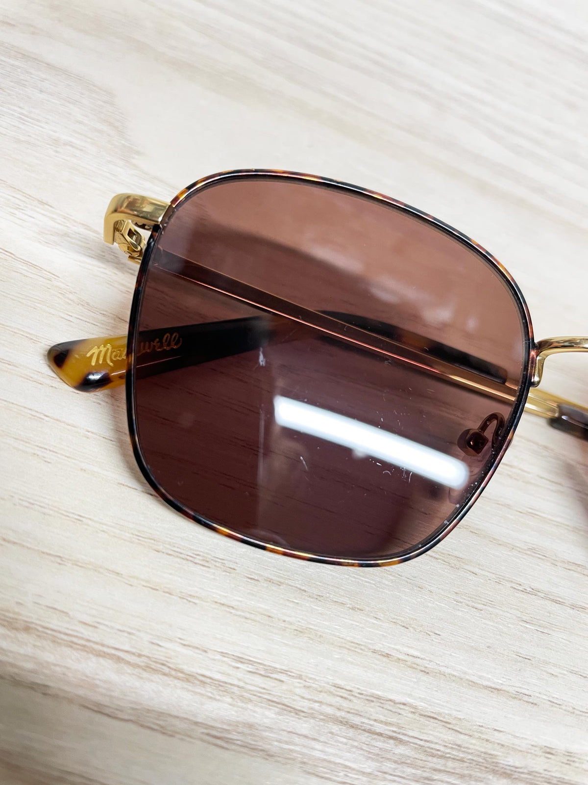 madewell fest square aviator sunglasses | tortoise shell