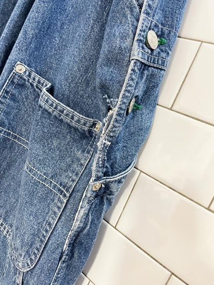 vintage 90s y2k tommy hilfiger big flag logo carpenter denim overalls - good market thrift store