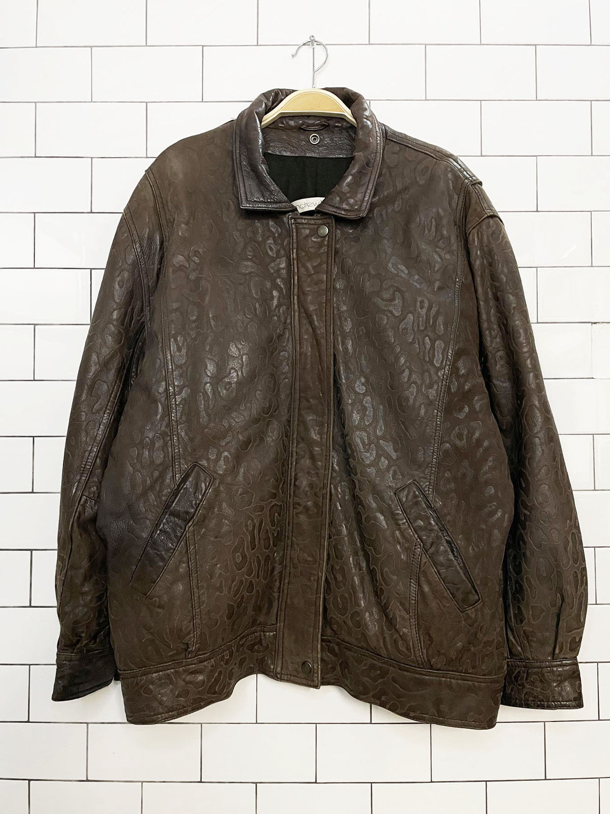 vintage andrew marc soft leather animal print embossed bomber jacket | lambskin | saks fifth avenue