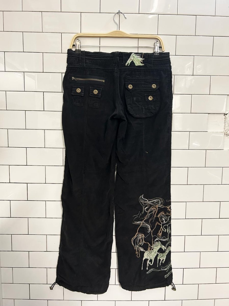 y2k black low rise corduroy cargo parachute pant - good market thrift store