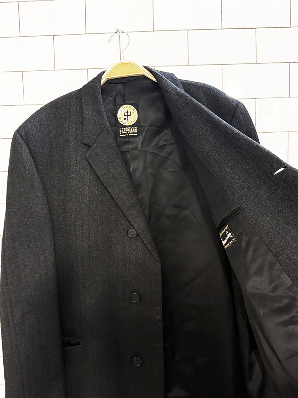 vintage mongolian cashmere herringbone coat | super magicoat | woven in Scotland