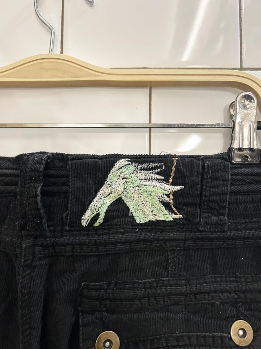 y2k black low rise corduroy cargo parachute pant - good market thrift store