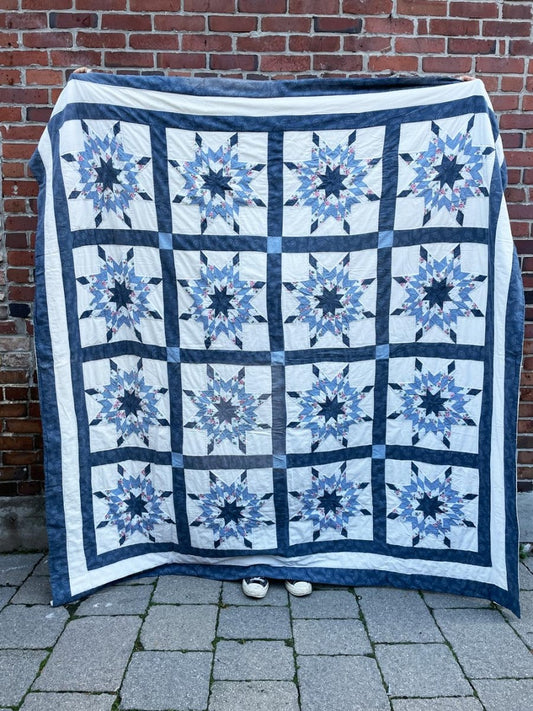 vintage 00s quilt star squares quilted coverlet - good market thrift store