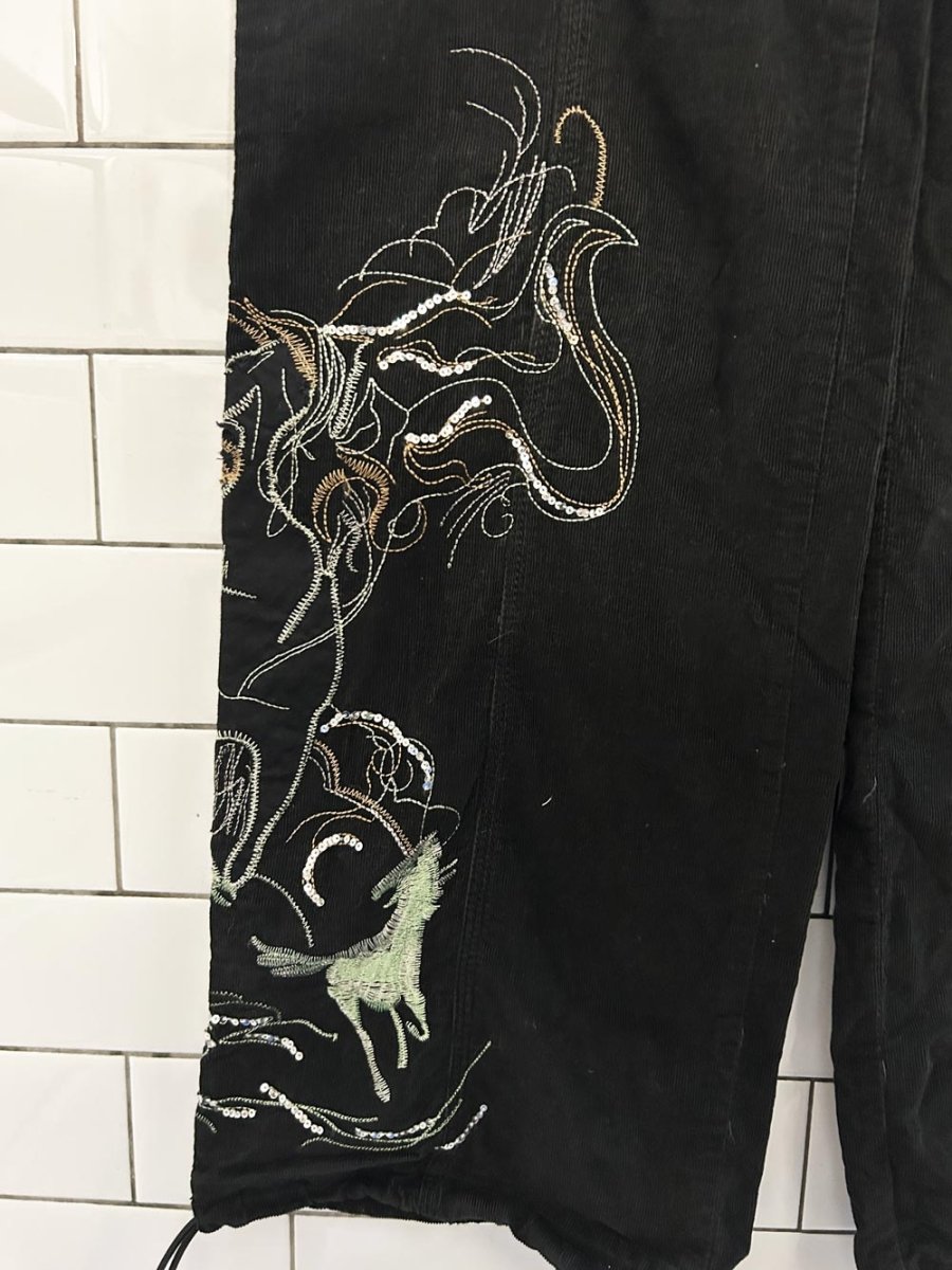 y2k black low rise corduroy cargo parachute pant - good market thrift store