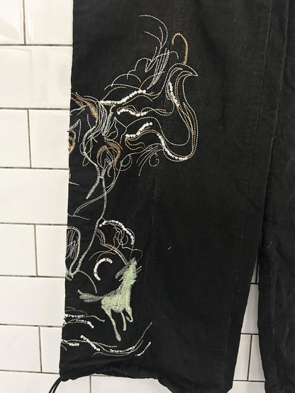 y2k black low rise corduroy cargo parachute pant - good market thrift store