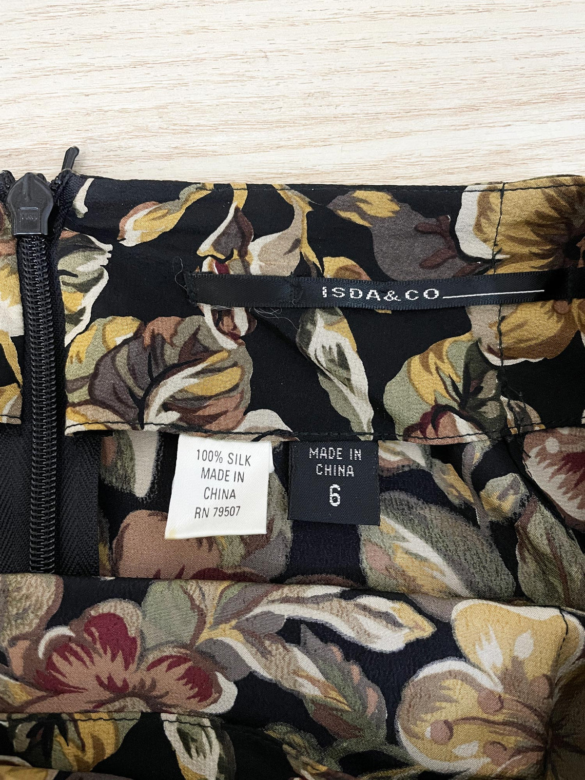 isda & co 100% silk floral faux wrap maxi skirt