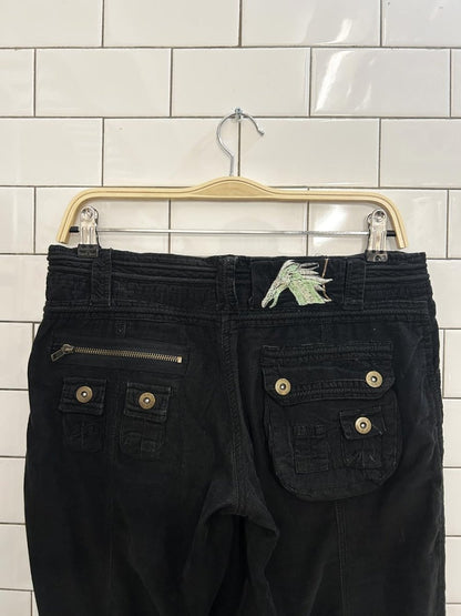y2k black low rise corduroy cargo parachute pant - good market thrift store