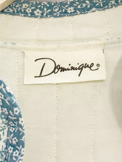 vintage dominique quilted floral ruffle shoulder open light jacket