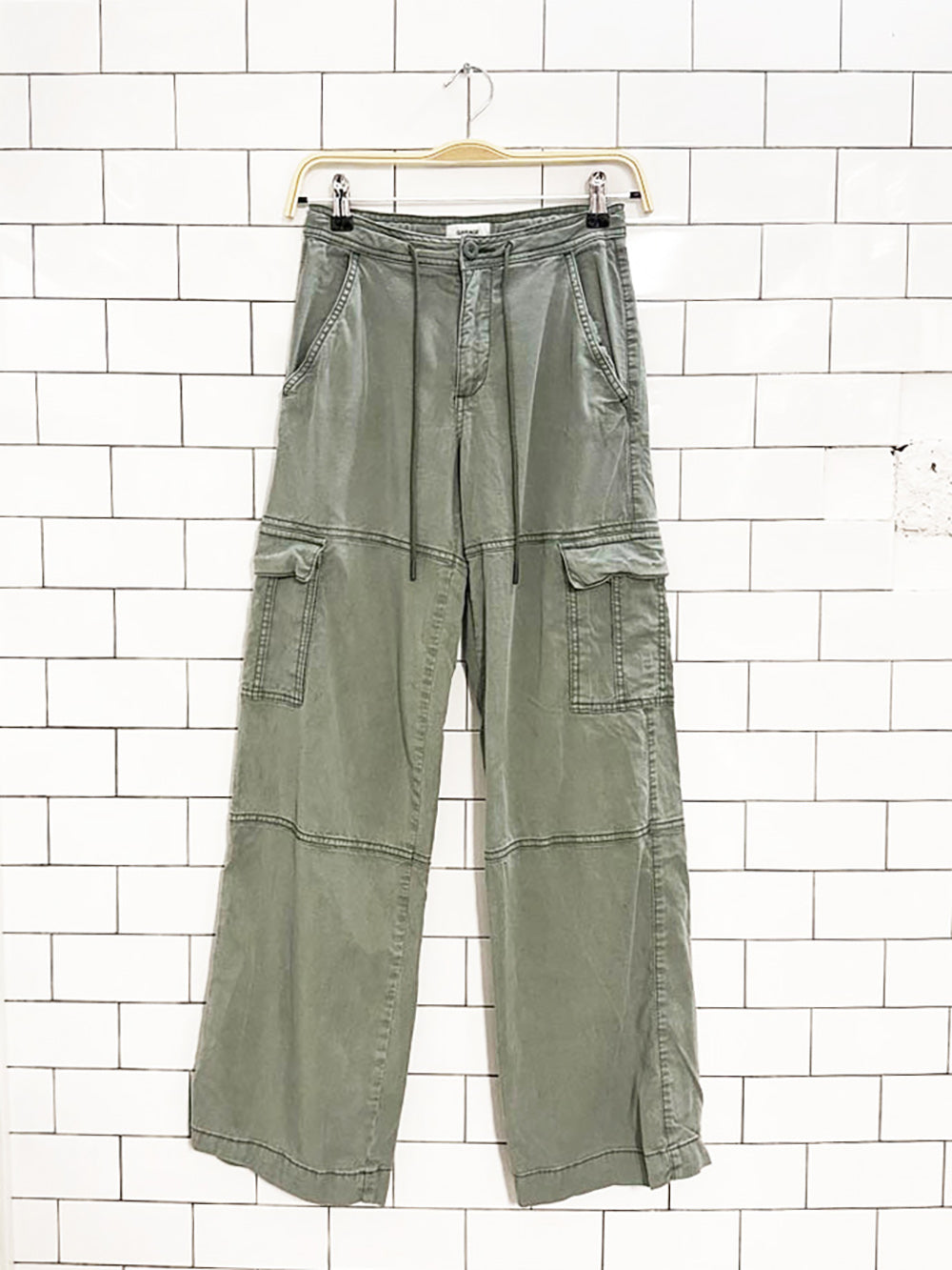 y2k garage chambray straight leg high-rise cargo pants