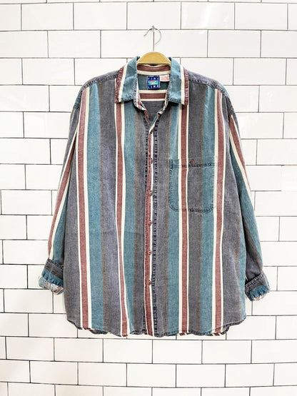 vintage 90s fine line faded stripe shirt - good market thrift store