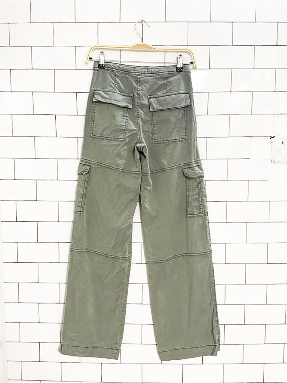 y2k garage chambray straight leg high-rise cargo pants