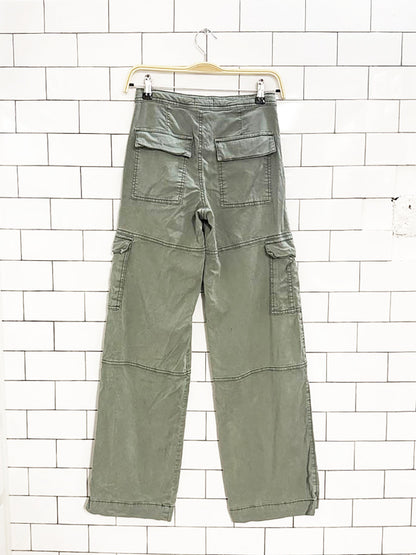 y2k garage chambray straight leg high-rise cargo pants