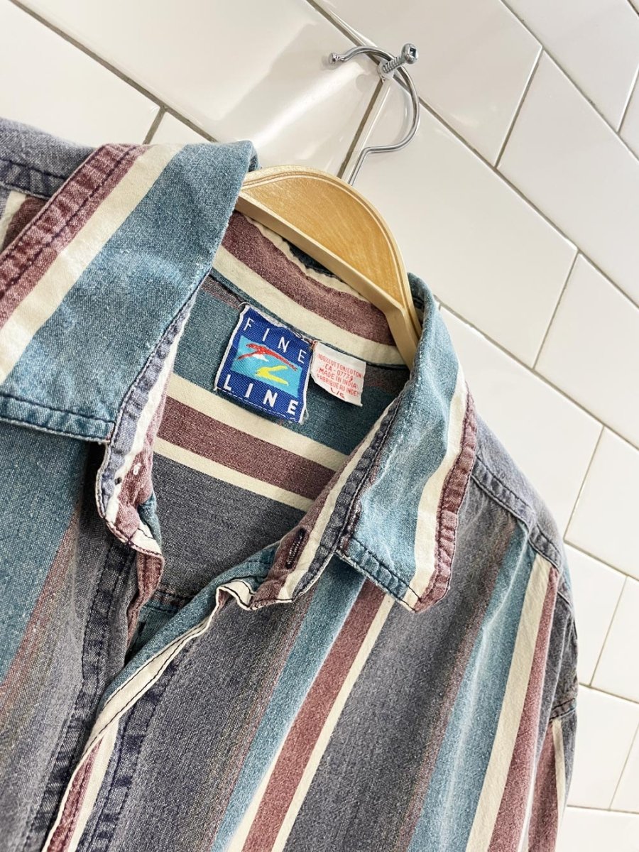 vintage 90s fine line faded stripe shirt - good market thrift store