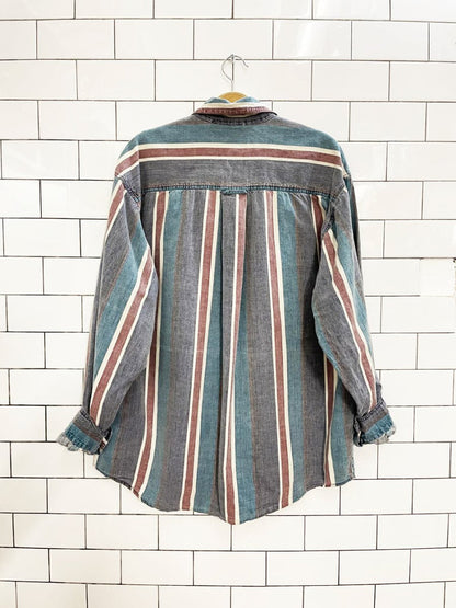 vintage 90s fine line faded stripe shirt - good market thrift store