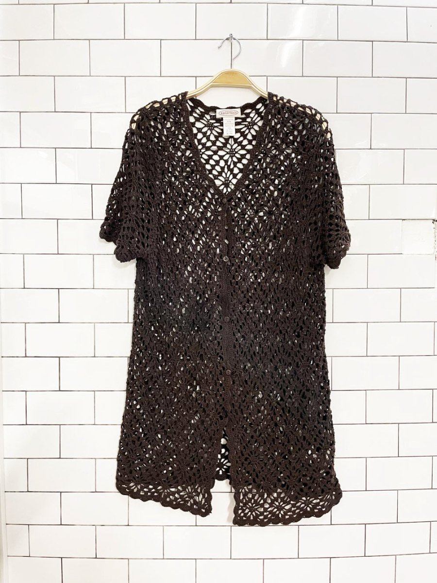 vintage 00s NR crochet knit cardigan top - good market thrift store
