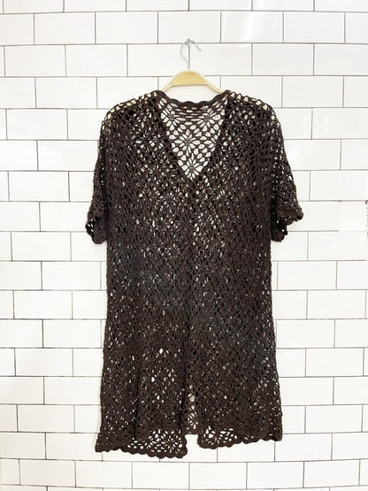 vintage 00s NR crochet knit cardigan top - good market thrift store