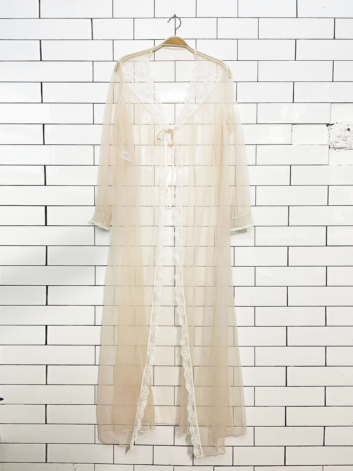 vintage sears lace trim sheer evening robe | made in USA