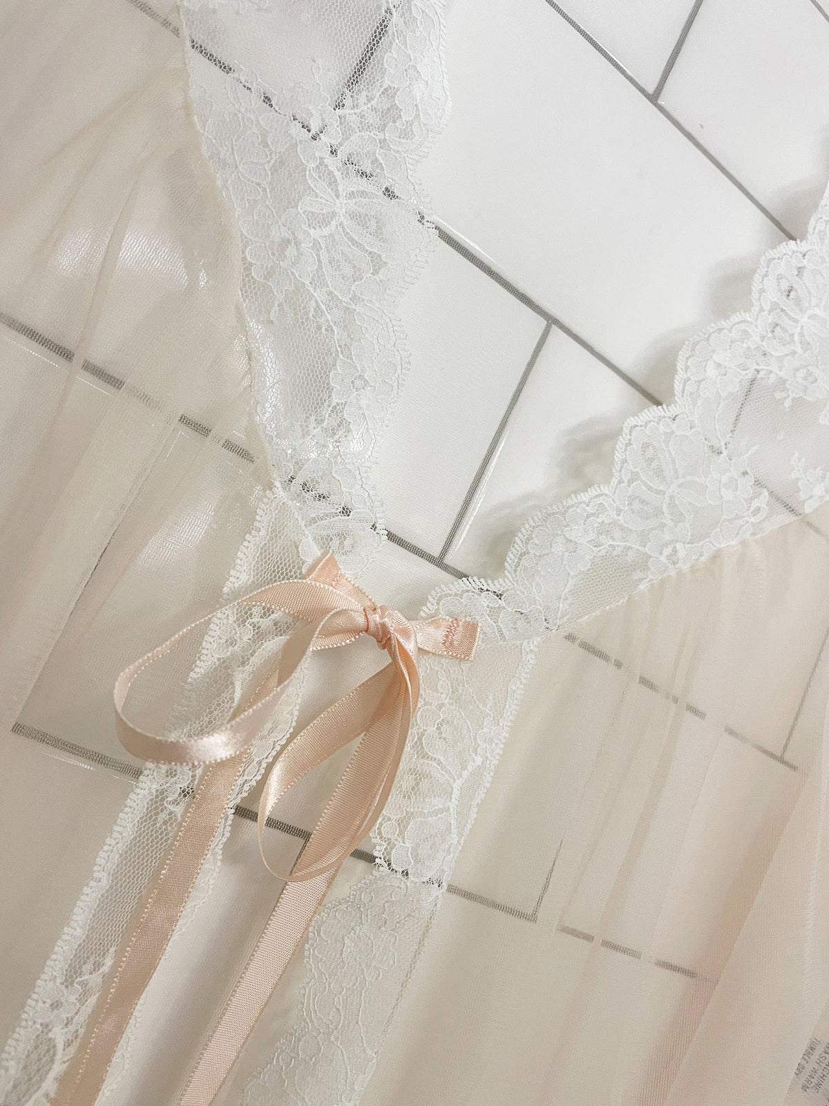 vintage sears lace trim sheer evening robe | made in USA